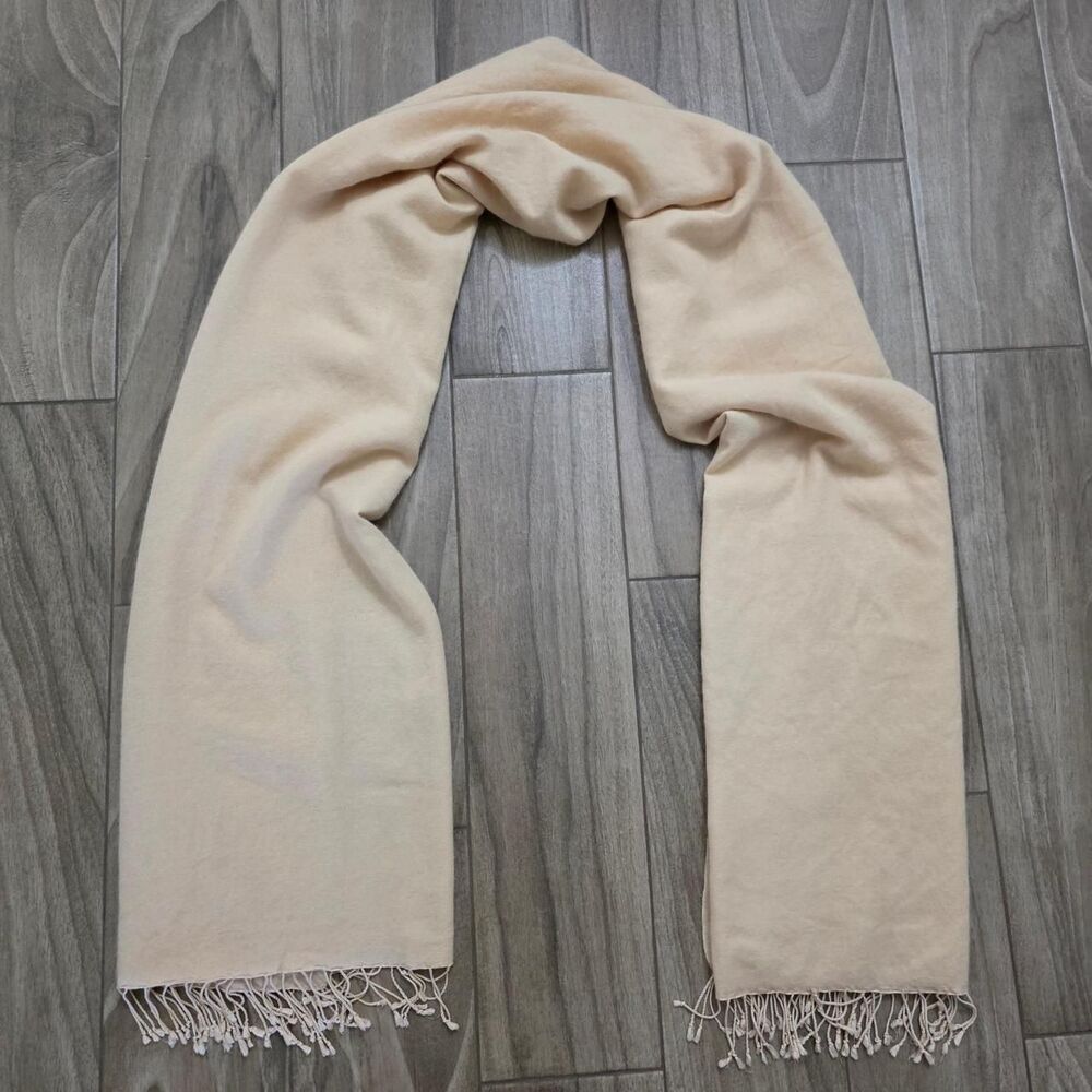 Lauren Ralph Lauren Cashmere Silk Oversized Scarf Wrap Shawl 81x35 Butter Beige